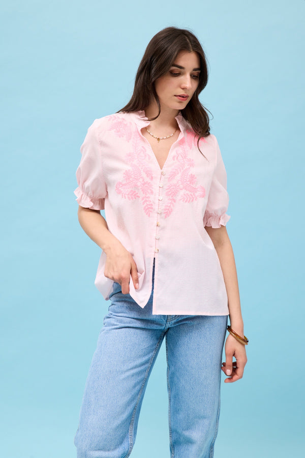 Jessie pink striped shirt