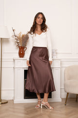 Khloe chocolate slip skirt