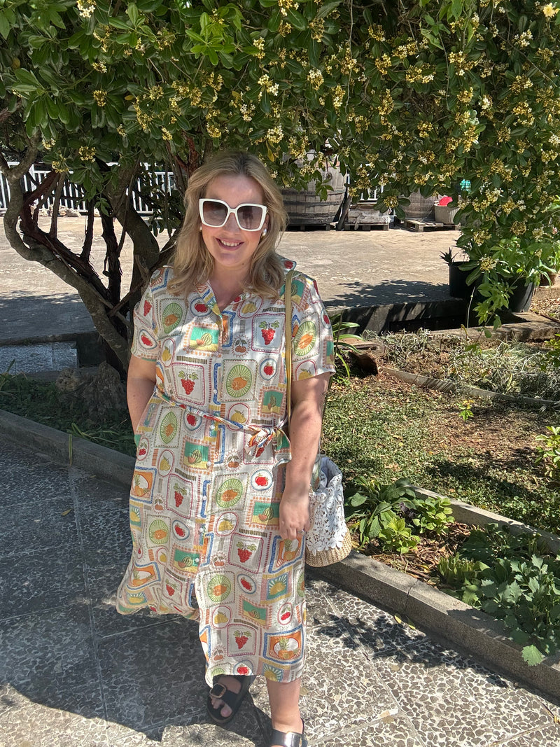Jessie fruit print shirt dress