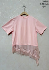 Goldie pink lace tee