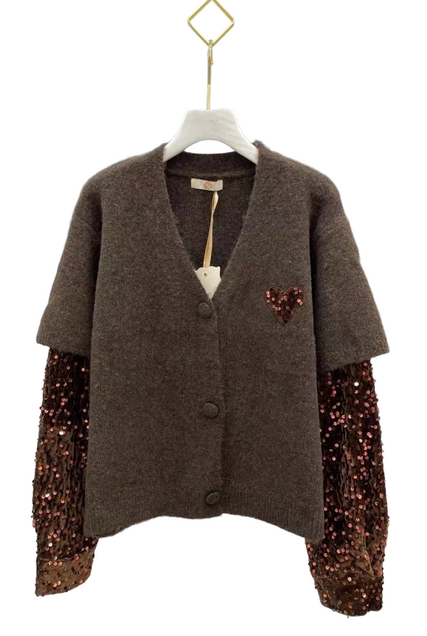Carla brown sequin cardi